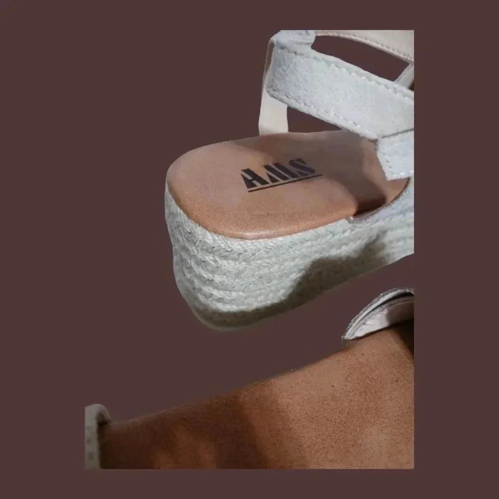 AMS Emma 22 espadrille platform casual sandal in color nude size 11 - Picture 7 of 10